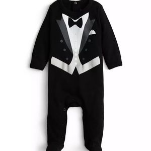 Sara Kety Boys' Black Tie Footie - Baby